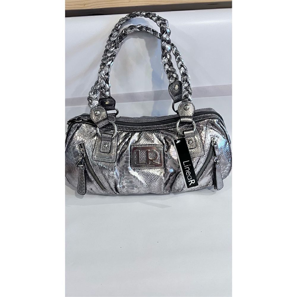 LINEAR SILVER METALLIC HOBO BAG new